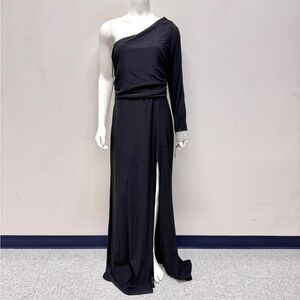 City Studio Black One Shoulder Floor-Length Gown